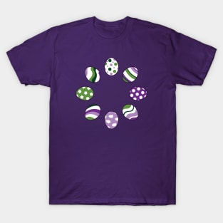 Eggs | Purple Green | Stripes | Dots | Clouds | Dark Purple T-Shirt